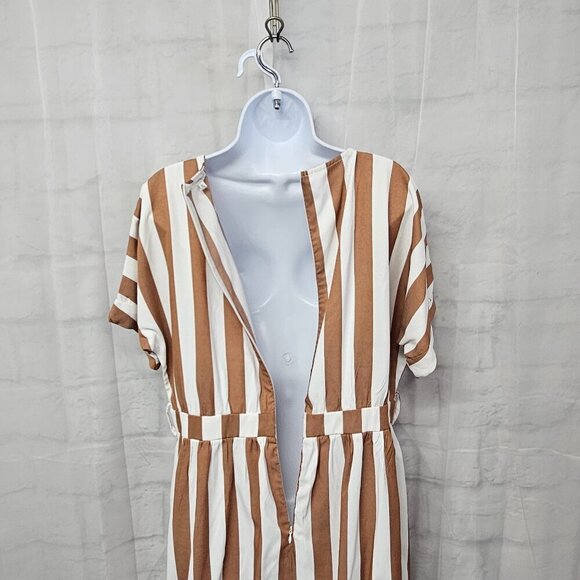Journey Five Brown White Striped Retro Fit & Flare Dress XL - Picture 9 of 14